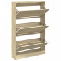 Zapatero de madera de ingeniería roble Sonoma 80x21x125,5 cm en Zapateros y organizadores de calzado | Comprar online en Foru.es