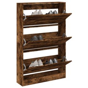 Zapatero de madera de ingeniería roble ahumado 80x21x125,5 cm en Zapateros y organizadores de calzado | Comprar online en Foru.e