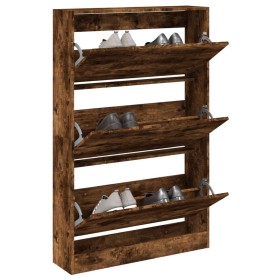 Zapatero de madera de ingeniería roble ahumado 80x21x125,5 cm en Zapateros y organizadores de calzado | Comprar online en Foru.e