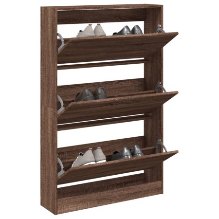 Zapatero de madera de ingeniería marrón roble 80x21x125,5 cm en Zapateros y organizadores de calzado | Comprar online en Foru.es