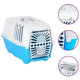 Transportín de mascota blanco azul polipropileno 48x31,5x33 cm de vidaXL, Transportines y cajas para mascotas - Ref: Foro24-1...