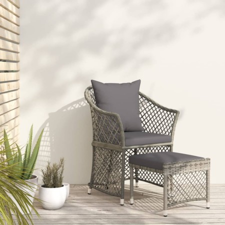 Set de muebles de jardín 2 pzas cojines ratán sintético gris de vidaXL, Conjuntos de jardín - Ref: Foro24-319688, Precio: 126...