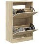 Zapatero de madera de ingeniería roble Sonoma 60x34x96,5 cm en Zapateros y organizadores de calzado | Comprar online en Foru.es