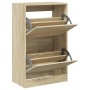 Zapatero de madera de ingeniería roble Sonoma 60x34x96,5 cm en Zapateros y organizadores de calzado | Comprar online en Foru.es