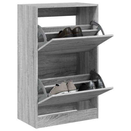 Zapatero de madera de ingeniería gris Sonoma 60x34x96,5 cm en Zapateros y organizadores de calzado | Comprar online en Foru.es