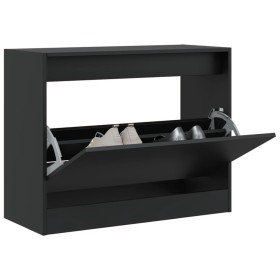 Zapatero de madera de ingeniería negro 80x34x63 cm en Zapateros y organizadores de calzado | Comprar online en Foru.es
