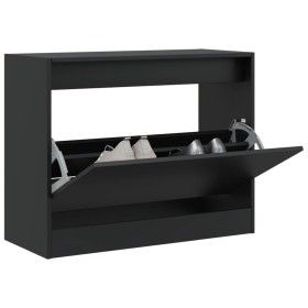 Zapatero de madera de ingeniería negro 80x34x63 cm en Zapateros y organizadores de calzado | Comprar online en Foru.es