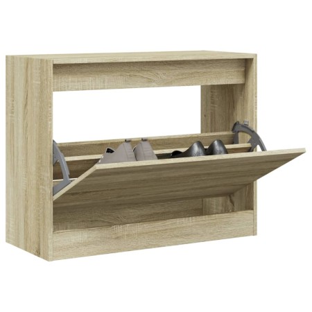 Zapatero de madera de ingeniería roble Sonoma 80x34x63 cm en Zapateros y organizadores de calzado | Comprar online en Foru.es