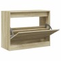 Zapatero de madera de ingeniería roble Sonoma 80x34x63 cm en Zapateros y organizadores de calzado | Comprar online en Foru.es