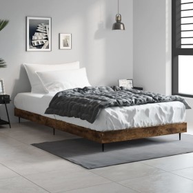 Estructura de cama madera de ingeniería roble humo 100x200 cm de vidaXL, Camas y somieres - Ref: Foro24-832266, Precio: 76,74...