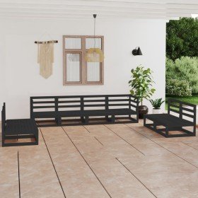 Juego de muebles de jardín 8 piezas negro madera maciza de pino en Conjuntos de jardín | Comprar online en Foru.es