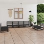 Juego de muebles de jardín 8 piezas negro madera maciza de pino en Conjuntos de jardín | Comprar online en Foru.es