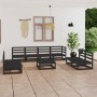 Juego de muebles de jardín 9 piezas negro madera madera pino en Conjuntos de jardín | Comprar online en Foru.es