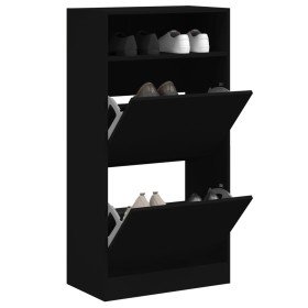 Zapatero de madera de ingeniería negro 60x34x116 cm en Zapateros y organizadores de calzado | Comprar online en Foru.es
