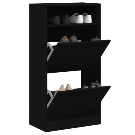 Zapatero de madera de ingeniería negro 60x34x116 cm en Zapateros y organizadores de calzado | Comprar online en Foru.es