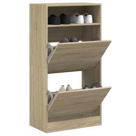 Zapatero de madera de ingeniería roble Sonoma 60x34x116 cm en Zapateros y organizadores de calzado | Comprar online en Foru.es