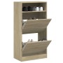 Zapatero de madera de ingeniería roble Sonoma 60x34x116 cm en Zapateros y organizadores de calzado | Comprar online en Foru.es