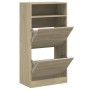 Zapatero de madera de ingeniería roble Sonoma 60x34x116 cm en Zapateros y organizadores de calzado | Comprar online en Foru.es