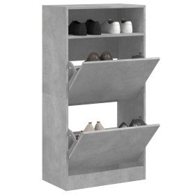 Zapatero de madera de ingeniería gris hormigón 60x34x116 cm en Zapateros y organizadores de calzado | Comprar online en Foru.es
