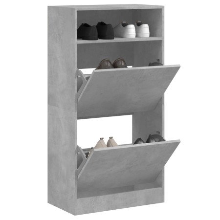 Zapatero de madera de ingeniería gris hormigón 60x34x116 cm en Zapateros y organizadores de calzado | Comprar online en Foru.es