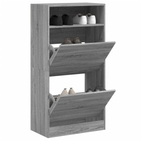 Zapatero de madera de ingeniería gris Sonoma 60x34x116 cm en Zapateros y organizadores de calzado | Comprar online en Foru.es