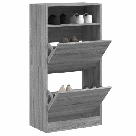 Zapatero de madera de ingeniería gris Sonoma 60x34x116 cm en Zapateros y organizadores de calzado | Comprar online en Foru.es