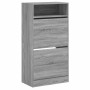 Zapatero de madera de ingeniería gris Sonoma 60x34x116 cm en Zapateros y organizadores de calzado | Comprar online en Foru.es