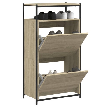 Zapatero de madera de ingeniería roble Sonoma 60x34x112 cm en Zapateros y organizadores de calzado | Comprar online en Foru.es