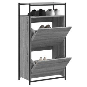 Zapatero de madera de ingeniería gris Sonoma 60x34x112 cm en Zapateros y organizadores de calzado | Comprar online en Foru.es