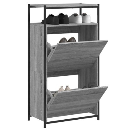 Zapatero de madera de ingeniería gris Sonoma 60x34x112 cm en Zapateros y organizadores de calzado | Comprar online en Foru.es