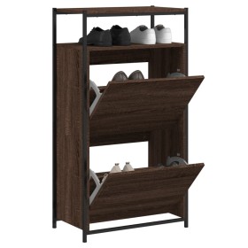 Zapatero de madera de ingeniería marrón roble 60x34x112 cm en Zapateros y organizadores de calzado | Comprar online en Foru.es