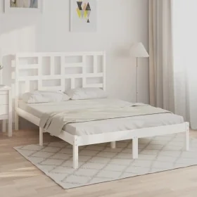 Estructura de cama madera maciza de pino blanca 120x200 cm de vidaXL, Camas y somieres - Ref: Foro24-3105946, Precio: 119,09 ...