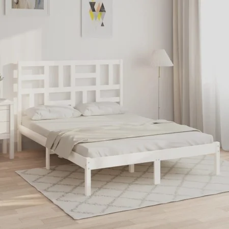 Estructura de cama madera maciza de pino blanca 120x200 cm de vidaXL, Camas y somieres - Ref: Foro24-3105946, Precio: 119,09 ...