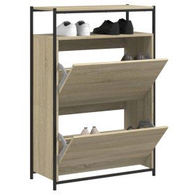 Zapatero de madera de ingeniería roble Sonoma 75x34x112 cm en Zapateros y organizadores de calzado | Comprar online en Foru.es