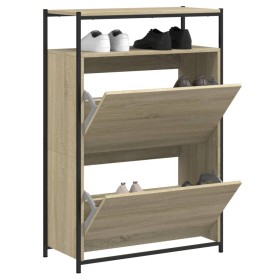Zapatero de madera de ingeniería roble Sonoma 75x34x112 cm en Zapateros y organizadores de calzado | Comprar online en Foru.es