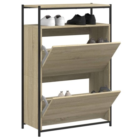 Zapatero de madera de ingeniería roble Sonoma 75x34x112 cm en Zapateros y organizadores de calzado | Comprar online en Foru.es