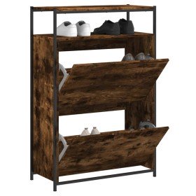 Zapatero de madera contrachapada roble ahumado 75x34x112 cm en Zapateros y organizadores de calzado | Comprar online en Foru.es