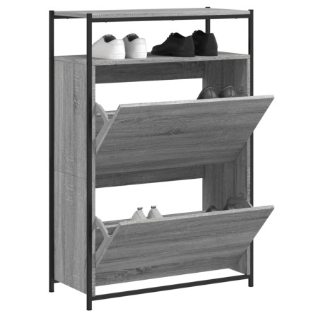 Zapatero de madera de ingeniería gris Sonoma 75x34x112 cm en Zapateros y organizadores de calzado | Comprar online en Foru.es