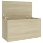 Baúl de almacenaje madera contrachapada color roble 84x42x46cm de vidaXL, Baúles para juguetes - Ref: Foro24-803059, Precio: ...