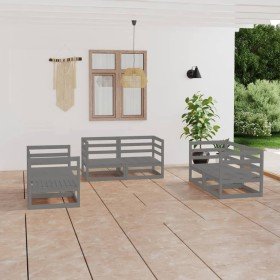Juego de muebles de jardín 6 piezas gris madera maciza de pino en Conjuntos de jardín | Comprar online en Foru.es