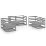 Juego de muebles de jardín 6 piezas gris madera maciza de pino en Conjuntos de jardín | Comprar online en Foru.es
