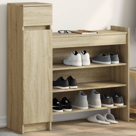 Zapatero madera de ingeniería roble Sonoma 100,5x28x100 cm en Zapateros y organizadores de calzado | Comprar online en Foru.es
