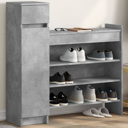 Zapatero madera de ingeniería gris hormigón 100,5x28x100 cm en Zapateros y organizadores de calzado | Comprar online en Foru.es