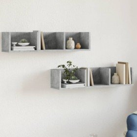 Muebles de pared 2 uds madera de ingeniería gris hormigón en Estanterías | Comprar online en Foru.es