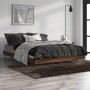 Estructura de cama madera de ingeniería marrón roble 135x190 cm de vidaXL, Camas y somieres - Ref: Foro24-832292, Precio: 122...