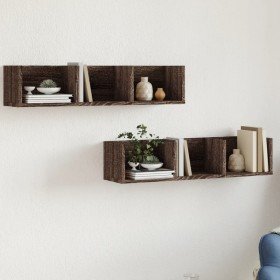 Muebles de pared 2 unidades madera de ingeniería marrón roble en Estanterías | Comprar online en Foru.es