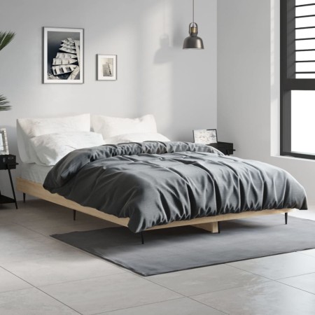 Estructura de cama madera de ingeniería roble Sonoma 120x190 cm de vidaXL, Camas y somieres - Ref: Foro24-832296, Precio: 114...