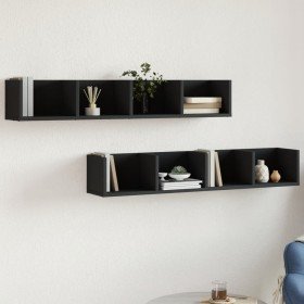 Muebles de pared 2 uds madera de ingeniería negro 99x18x16,5 cm en Estanterías | Comprar online en Foru.es
