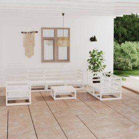 Set de salón de jardín de 8 piezas blanco madera maciza de pino en Conjuntos de jardín | Comprar online en Foru.es