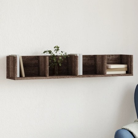 Mueble de pared madera de ingeniería marrón roble 99x18x16,5 cm en Estanterías | Comprar online en Foru.es